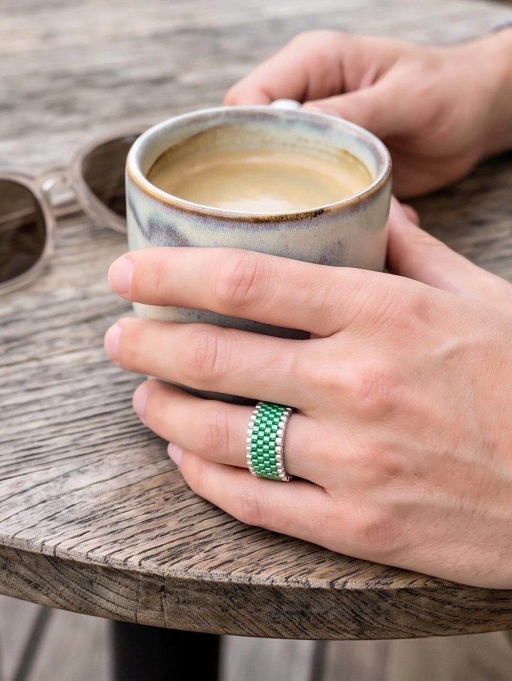 Atika Loom Emerald Mist Miyuki Beaded Ring